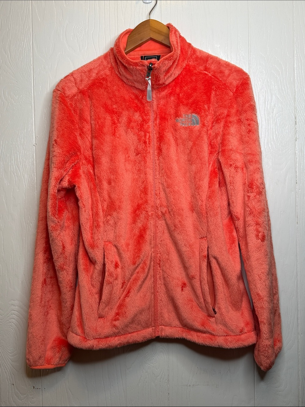 The North Face Coral Orange Plush Full-Zip Teddy Jacket M